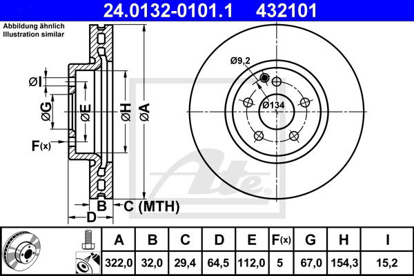 Bremsscheibe Vorderachse ATE 24.0132-0101.1 von ATE