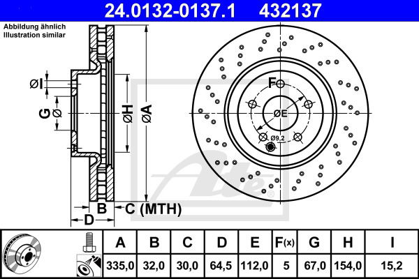 Bremsscheibe Vorderachse ATE 24.0132-0137.1 von ATE