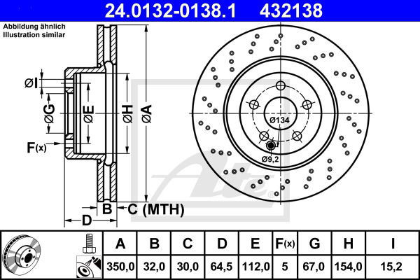 Bremsscheibe Vorderachse ATE 24.0132-0138.1 von ATE