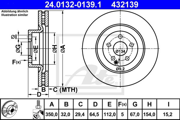 Bremsscheibe Vorderachse ATE 24.0132-0139.1 von ATE