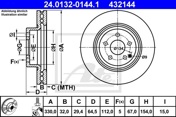 Bremsscheibe Vorderachse ATE 24.0132-0144.1 von ATE