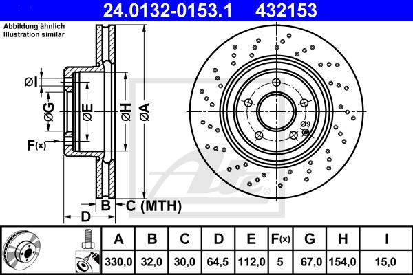 Bremsscheibe Vorderachse ATE 24.0132-0153.1 von ATE