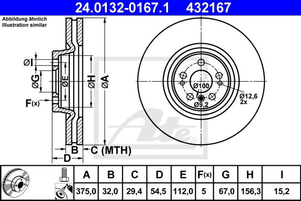 Bremsscheibe Vorderachse ATE 24.0132-0167.1 von ATE