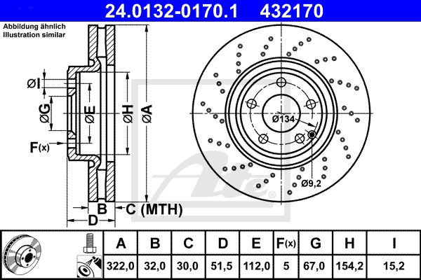 Bremsscheibe Vorderachse ATE 24.0132-0170.1 von ATE