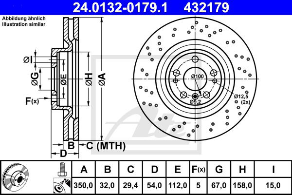 Bremsscheibe Vorderachse ATE 24.0132-0179.1 von ATE