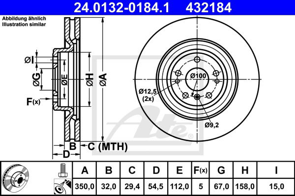 Bremsscheibe Vorderachse ATE 24.0132-0184.1 von ATE