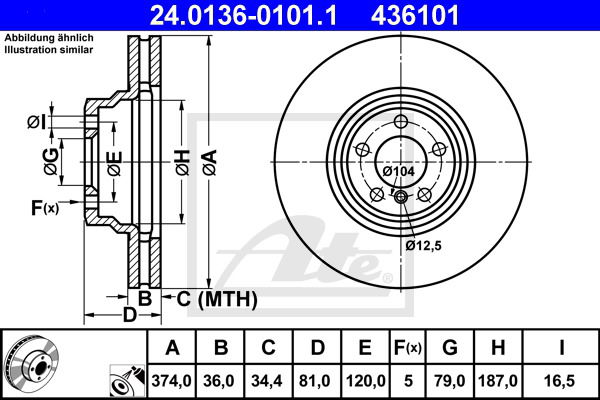 Bremsscheibe Vorderachse ATE 24.0136-0101.1 von ATE