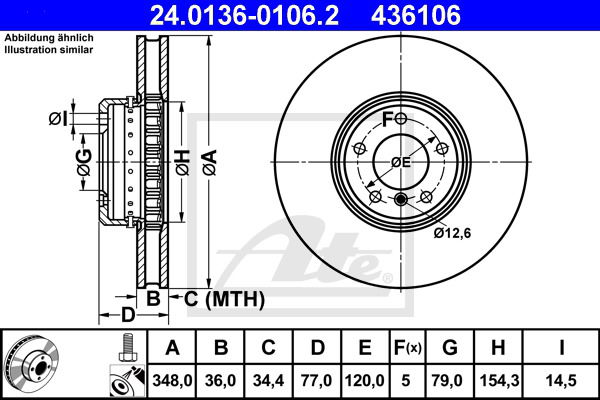 Bremsscheibe Vorderachse ATE 24.0136-0106.2 von ATE