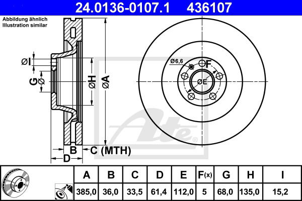 Bremsscheibe Vorderachse ATE 24.0136-0107.1 von ATE