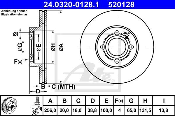 Bremsscheibe Vorderachse ATE 24.0320-0128.1 von ATE