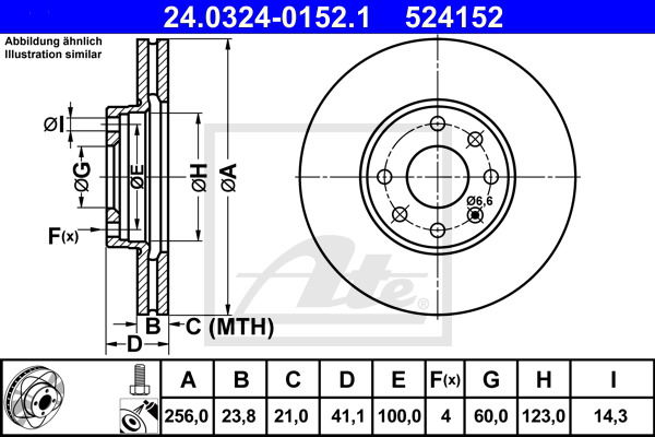 Bremsscheibe Vorderachse ATE 24.0324-0152.1 von ATE