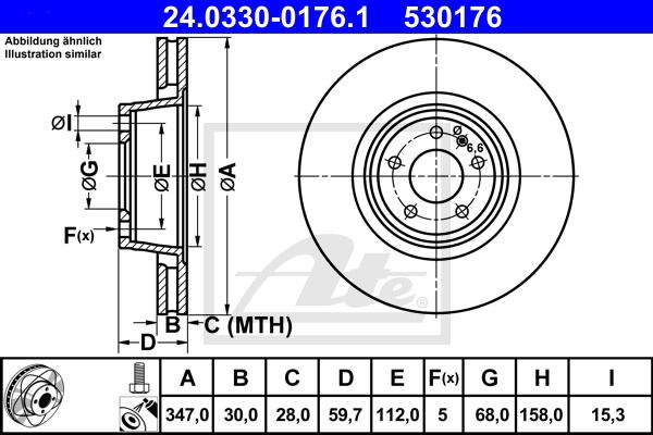 Bremsscheibe Vorderachse ATE 24.0330-0176.1 von ATE