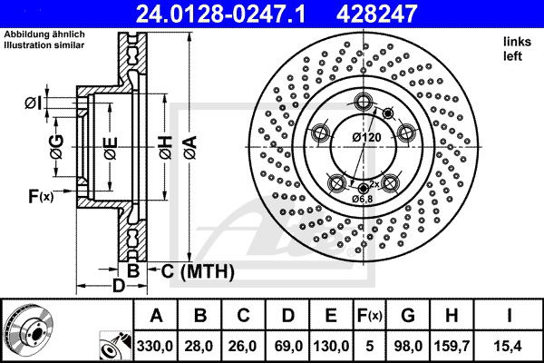 Bremsscheibe Vorderachse links ATE 24.0128-0247.1 von ATE