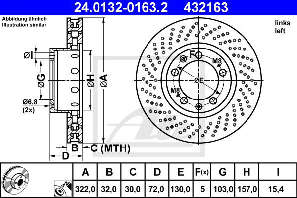 Bremsscheibe Vorderachse links ATE 24.0132-0163.2 von ATE