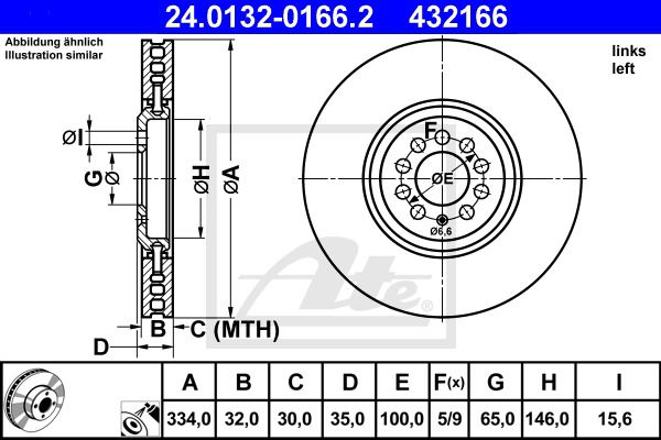 Bremsscheibe Vorderachse links ATE 24.0132-0166.2 von ATE