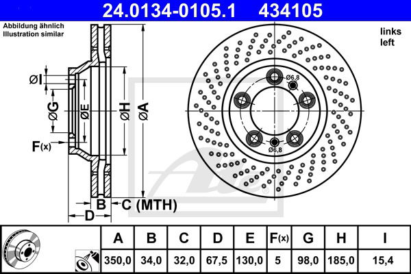 Bremsscheibe Vorderachse links ATE 24.0134-0105.1 von ATE