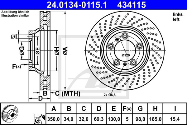 Bremsscheibe Vorderachse links ATE 24.0134-0115.1 von ATE