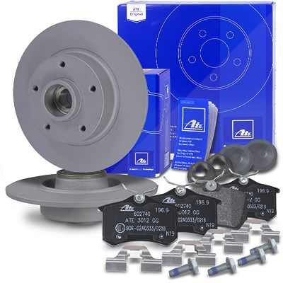 Ate Bremsscheiben mit Radlager mit ABS-Ring +Bremsbeläge hinten für Renault von ATE