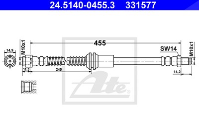 Ate Bremsschlauch [Hersteller-Nr. 24.5140-0455.3] für Mercedes-Benz von ATE