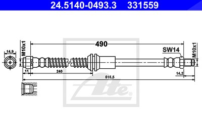 Ate Bremsschlauch [Hersteller-Nr. 24.5140-0493.3] für Mercedes-Benz von ATE