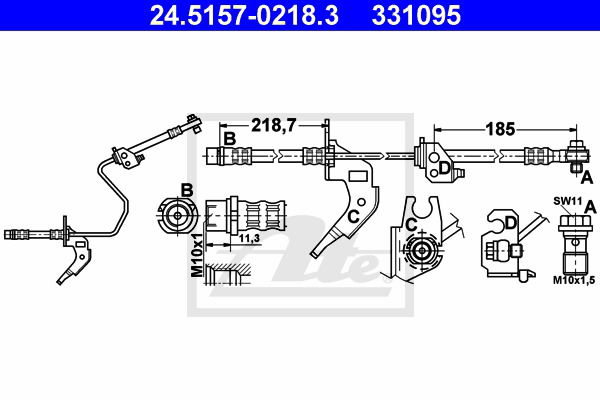 Bremsschlauch Hinterachse links ATE 24.5157-0218.3 von ATE