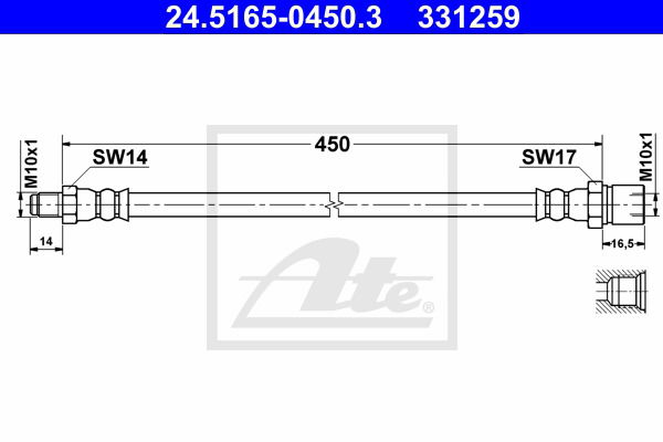 Bremsschlauch ATE 24.5165-0450.3 von ATE