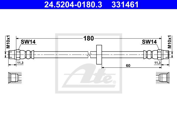 Bremsschlauch ATE 24.5204-0180.3 von ATE