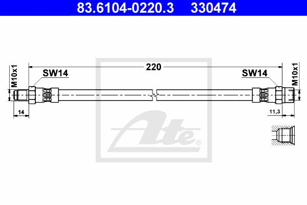 Bremsschlauch ATE 83.6104-0220.3 von ATE