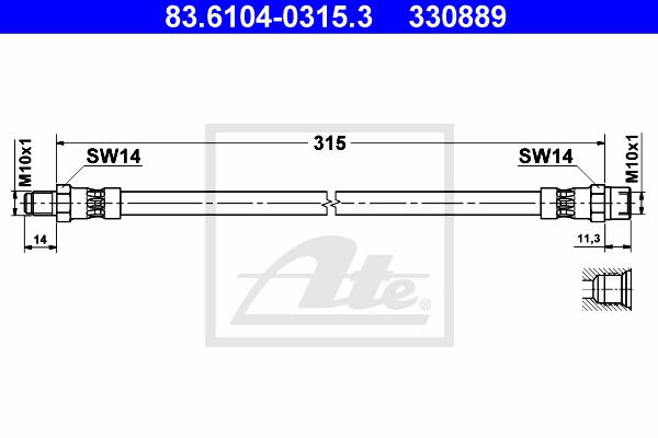 Bremsschlauch ATE 83.6104-0315.3 von ATE