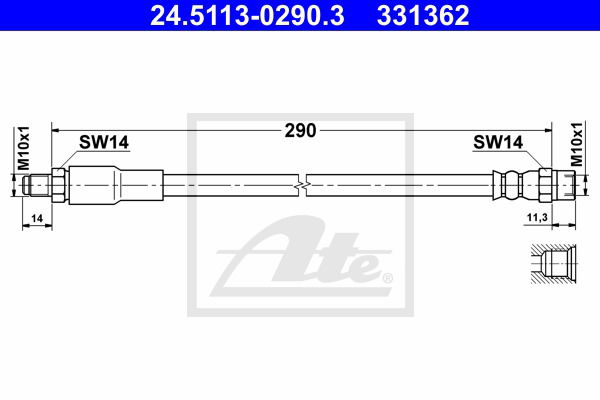 Bremsschlauch Hinterachse ATE 24.5113-0290.3 von ATE