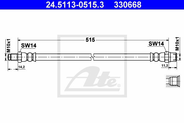 Bremsschlauch Hinterachse ATE 24.5113-0515.3 von ATE