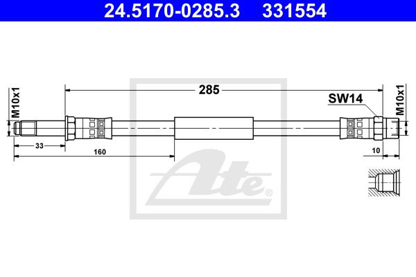 Bremsschlauch Hinterachse ATE 24.5170-0285.3 von ATE