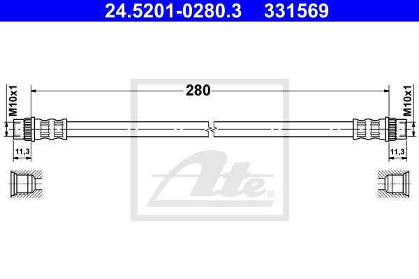 Bremsschlauch Hinterachse ATE 24.5201-0280.3 von ATE