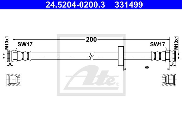 Bremsschlauch Hinterachse ATE 24.5204-0200.3 von ATE