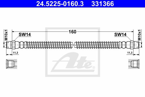 Bremsschlauch Hinterachse ATE 24.5225-0160.3 von ATE