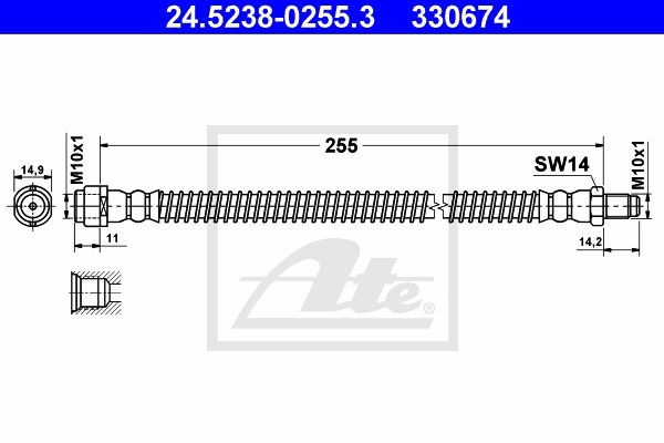 Bremsschlauch Hinterachse ATE 24.5238-0255.3 von ATE