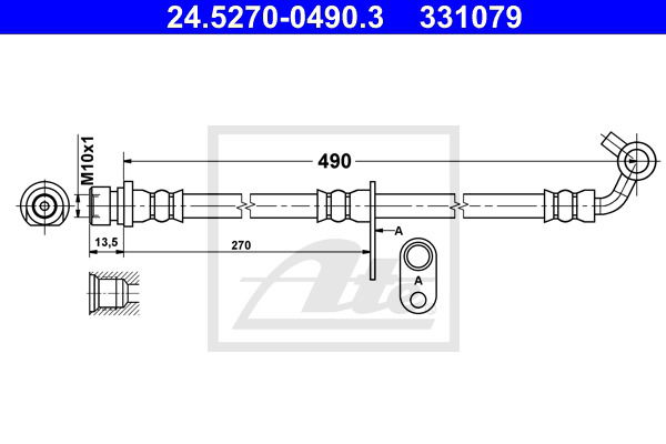 Bremsschlauch Hinterachse ATE 24.5270-0490.3 von ATE