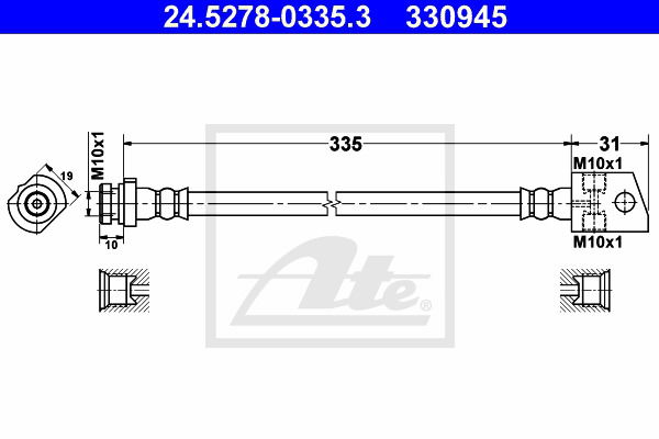 Bremsschlauch Hinterachse ATE 24.5278-0335.3 von ATE