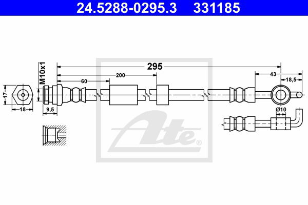 Bremsschlauch Hinterachse ATE 24.5288-0295.3 von ATE