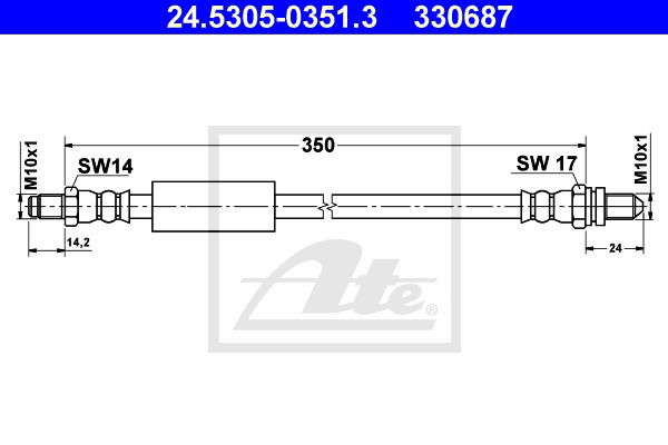 Bremsschlauch Hinterachse ATE 24.5305-0351.3 von ATE