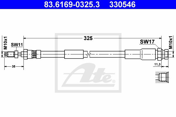 Bremsschlauch Hinterachse ATE 83.6169-0325.3 von ATE