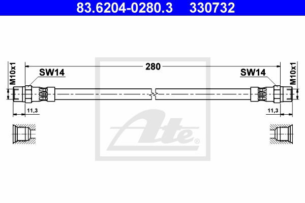 Bremsschlauch Hinterachse ATE 83.6204-0280.3 von ATE