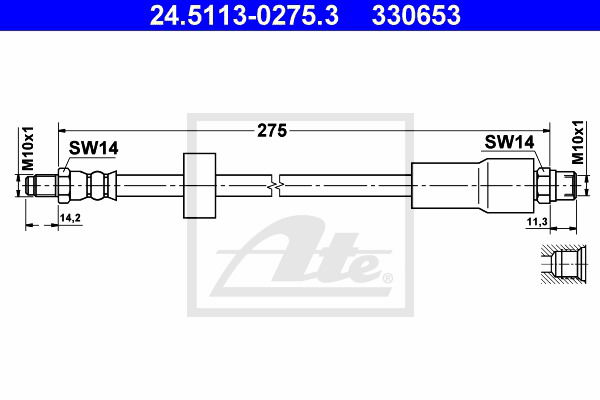 Bremsschlauch Hinterachse am Bremssattel ATE 24.5113-0275.3 von ATE