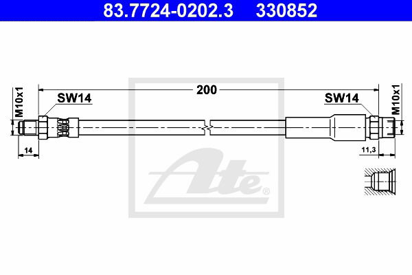 Bremsschlauch Hinterachse am Bremssattel ATE 83.7724-0202.3 von ATE