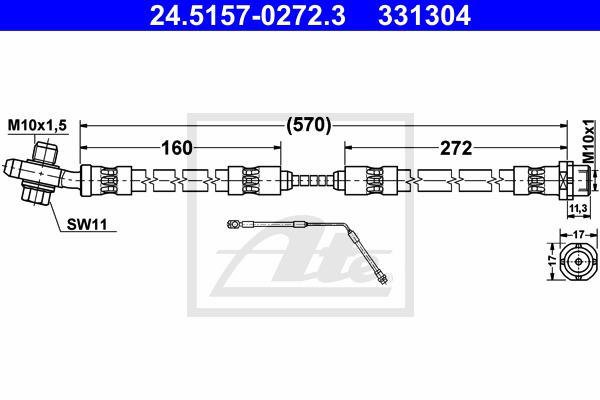 Bremsschlauch Hinterachse links ATE 24.5157-0272.3 von ATE