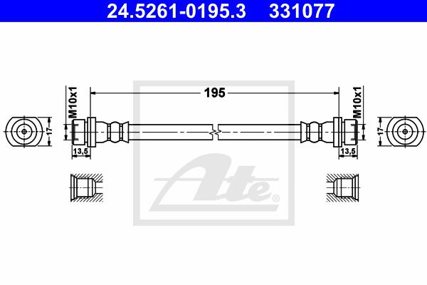 Bremsschlauch Hinterachse links ATE 24.5261-0195.3 von ATE