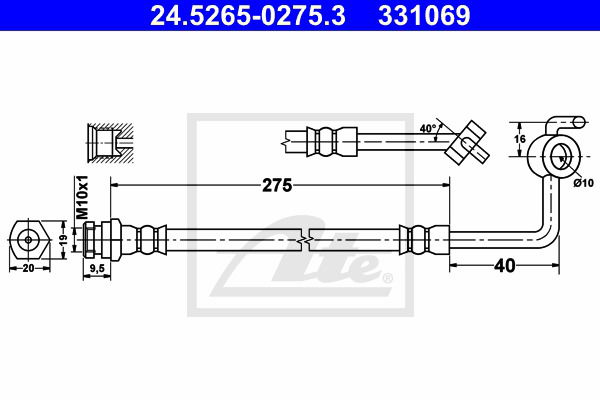 Bremsschlauch Hinterachse links ATE 24.5265-0275.3 von ATE