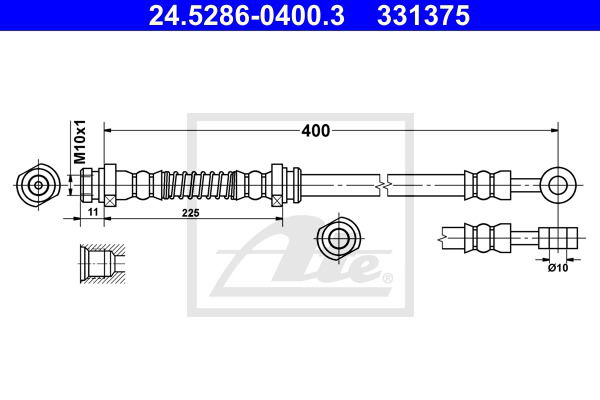 Bremsschlauch Hinterachse links ATE 24.5286-0400.3 von ATE