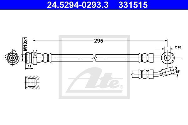 Bremsschlauch Hinterachse links ATE 24.5294-0293.3 von ATE