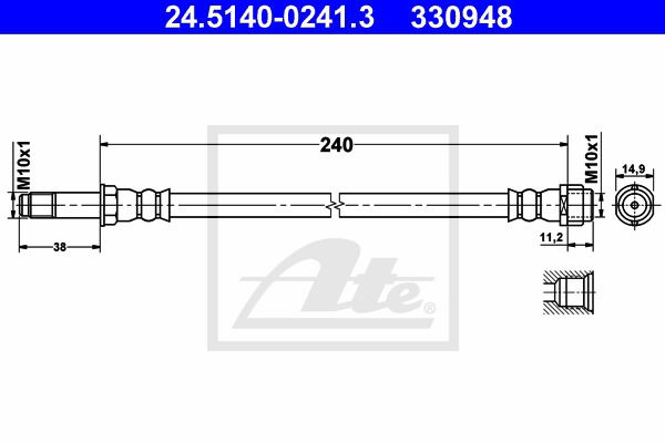 Bremsschlauch Hinterachse links am Bremssattel ATE 24.5140-0241.3 von ATE